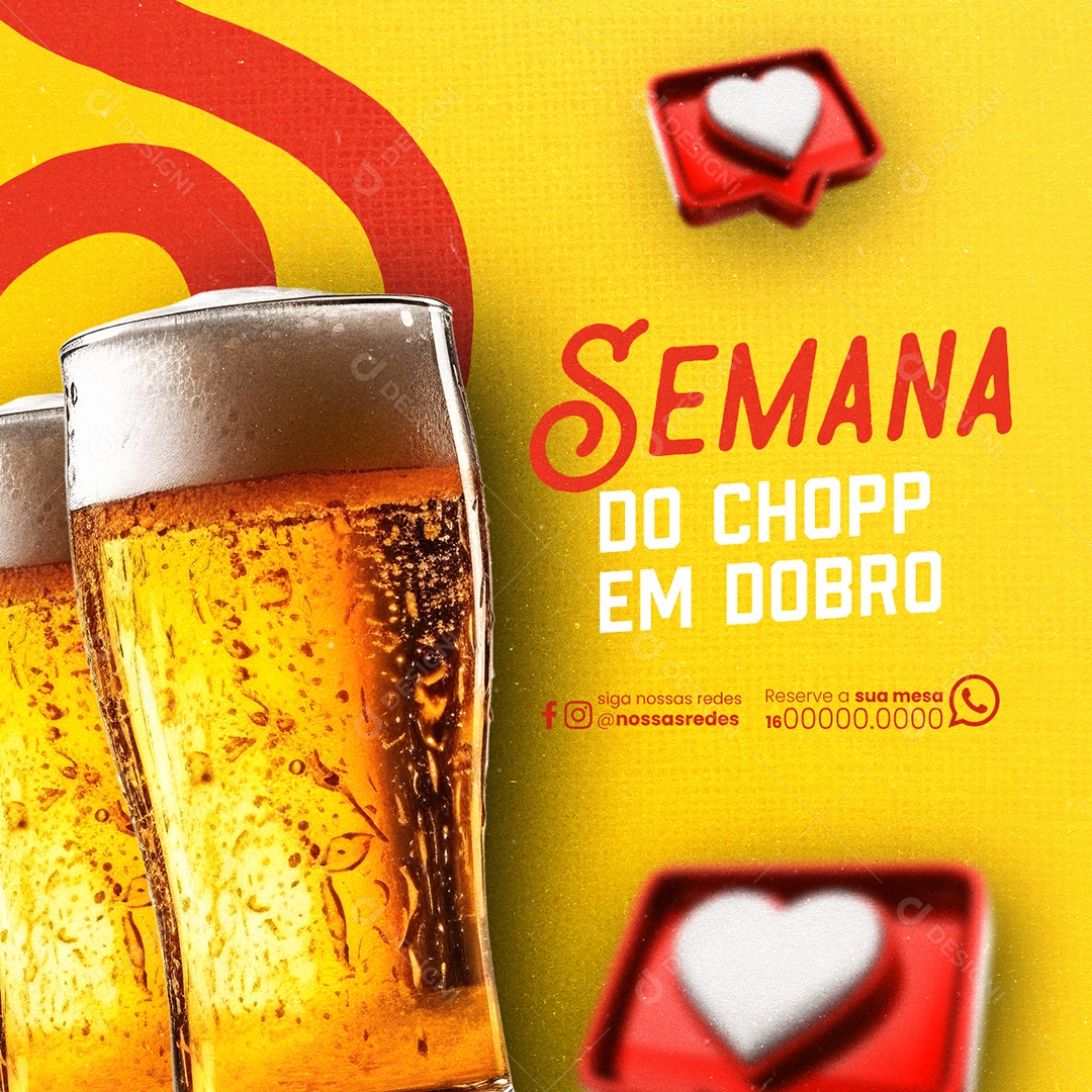 Barzinho Semana do Chopp em Dobro Social Media PSD Editável