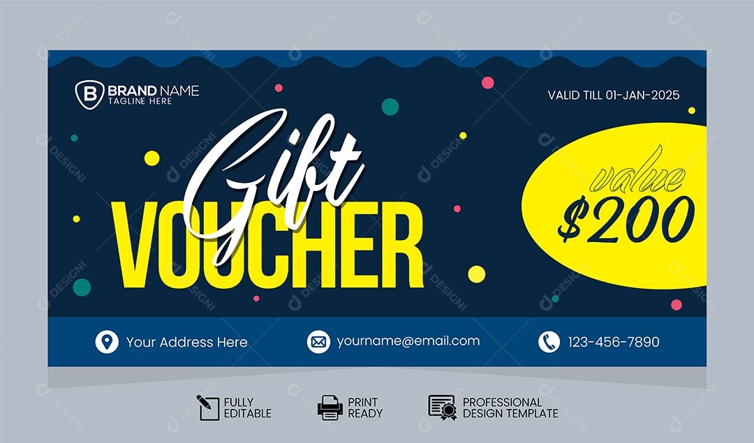 Modelo de Vale Presente Vetor EPS Editável