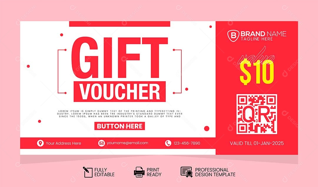 Modelo de Vale Presente Vetor EPS Editável