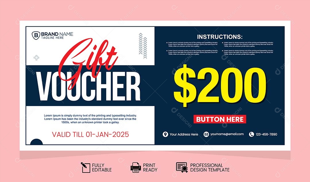 Modelo de Vale Presente Vetor EPS Editável