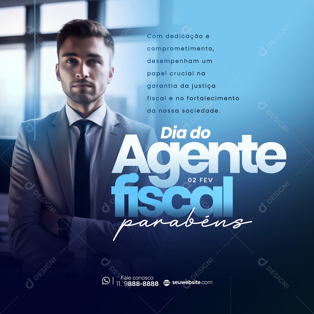 Dia do Agente Fiscal 02 de Fevereiro Parabéns Social Media PSD Editável