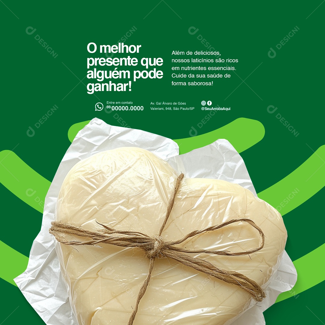 Laticínio O melhor presente que alguém pode ganhar Social Media PSD Editável