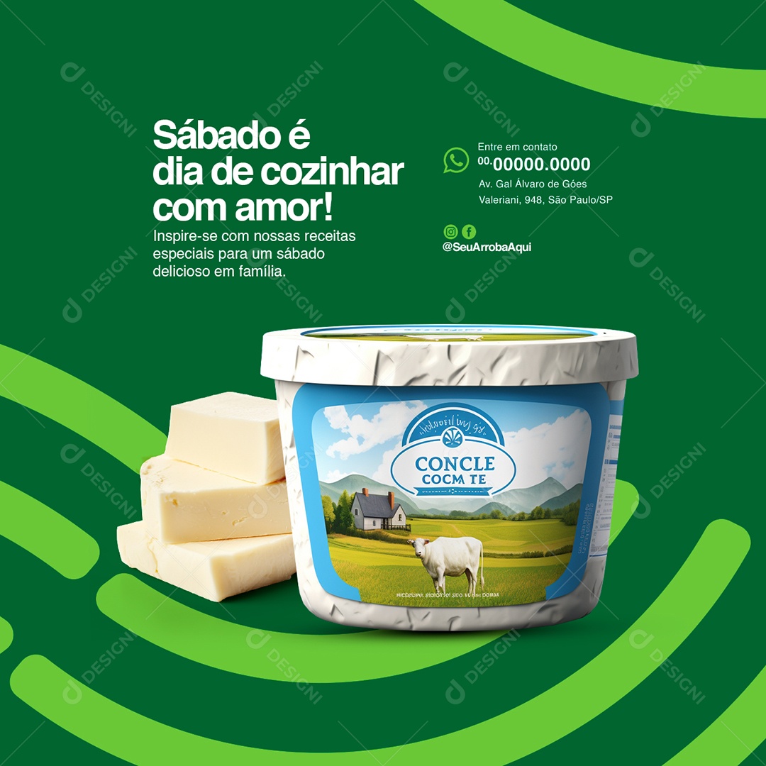 Laticínio Sábado é dia de cozinhar com amor Social Media PSD Editável