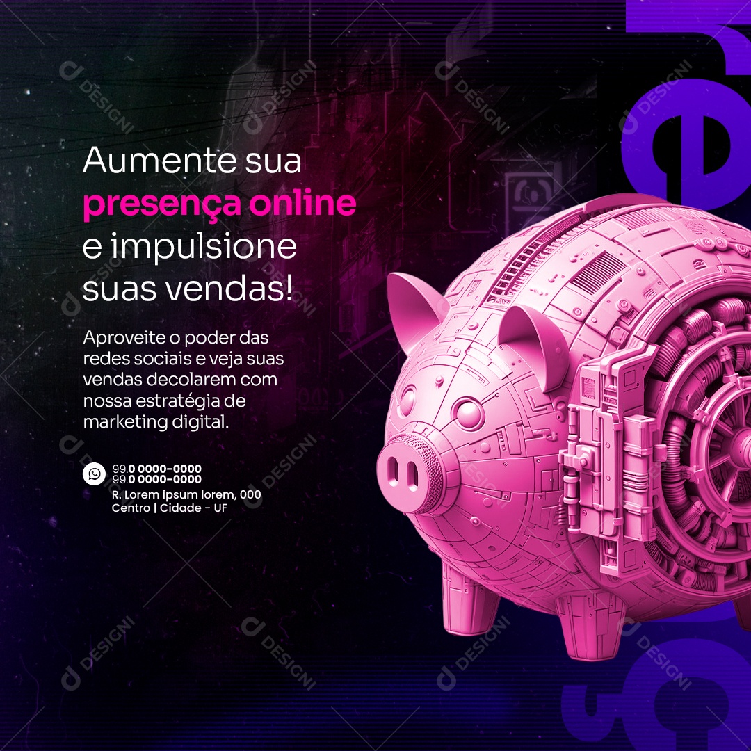 Marketing Digital Aumente sua presença online Social Media PSD Editável