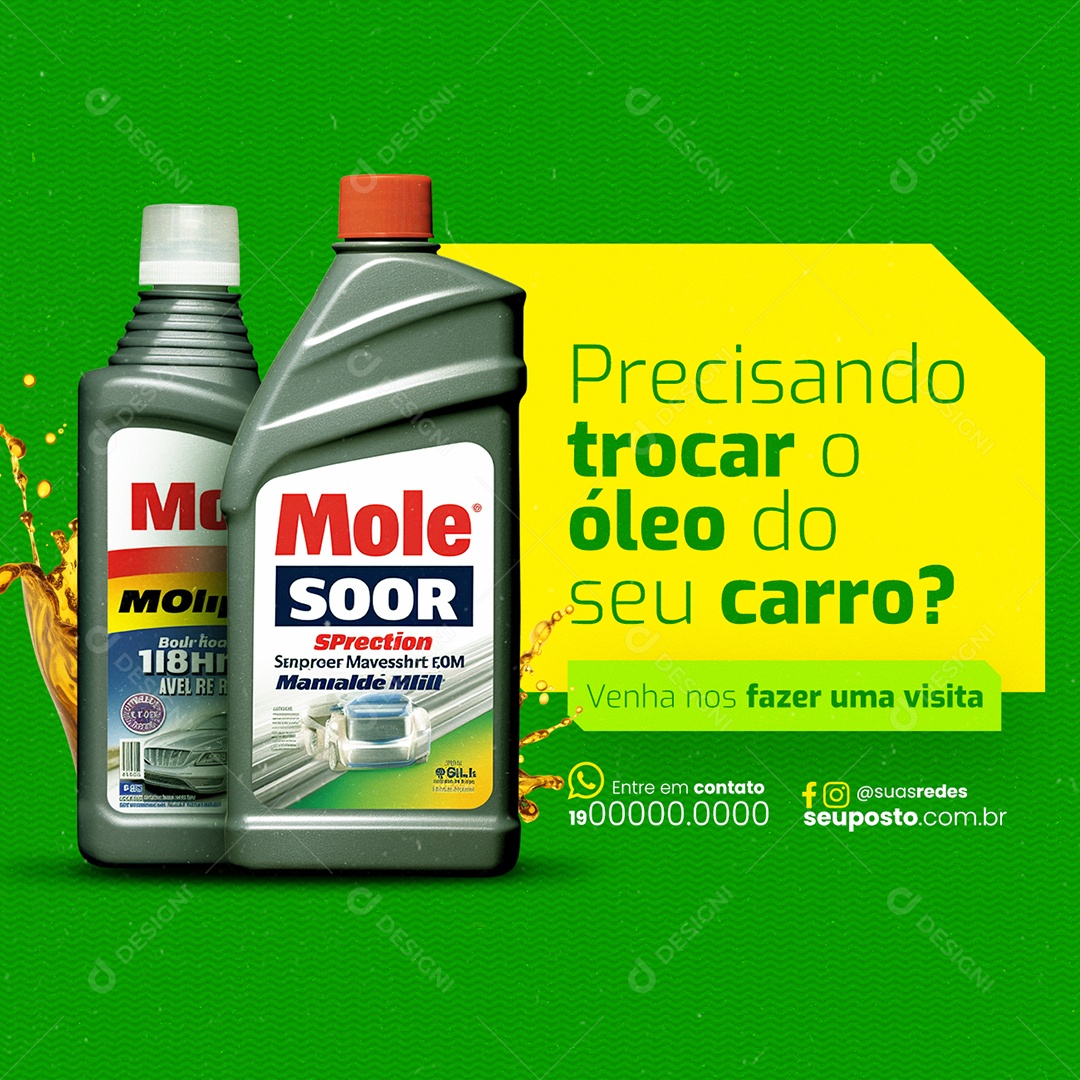 Posto de Gasolina Precisando trocar o óleo do seu carro Social Media PSD Editável