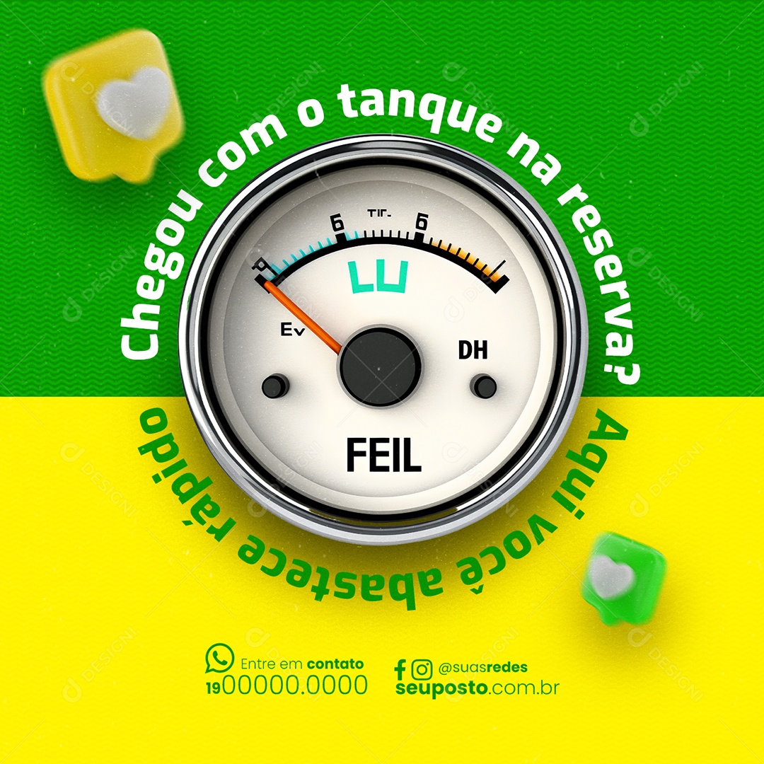 Posto de Gasolina Chegou com o tanque na reserva Social Media PSD Editável