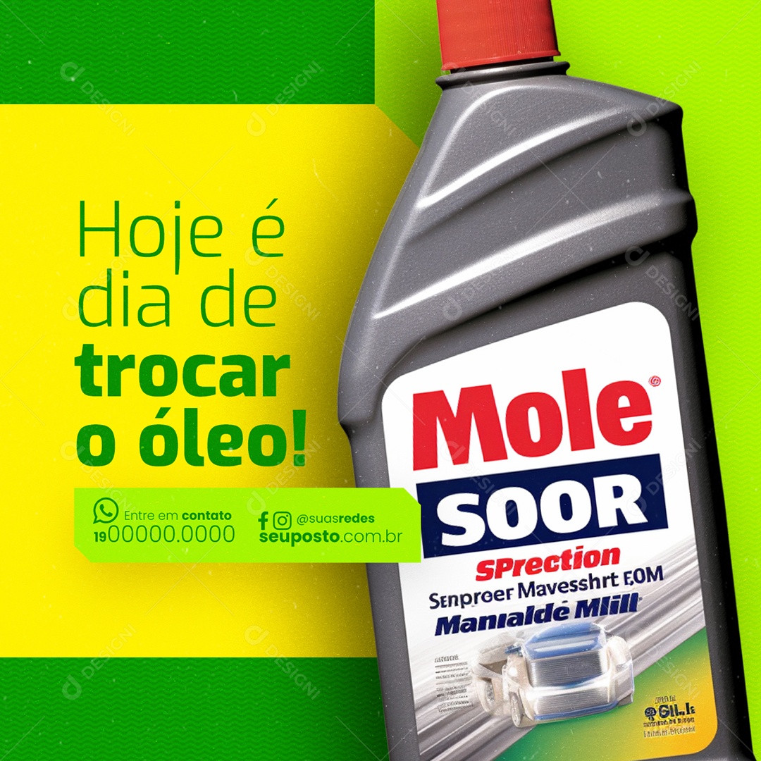 Posto de Gasolina Hoje é dia de trocar o óleo Social Media PSD Editável