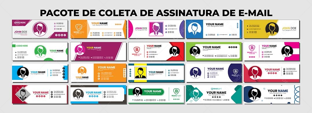 Coleção de Assinatura de E-mail Vetor EPS Editável