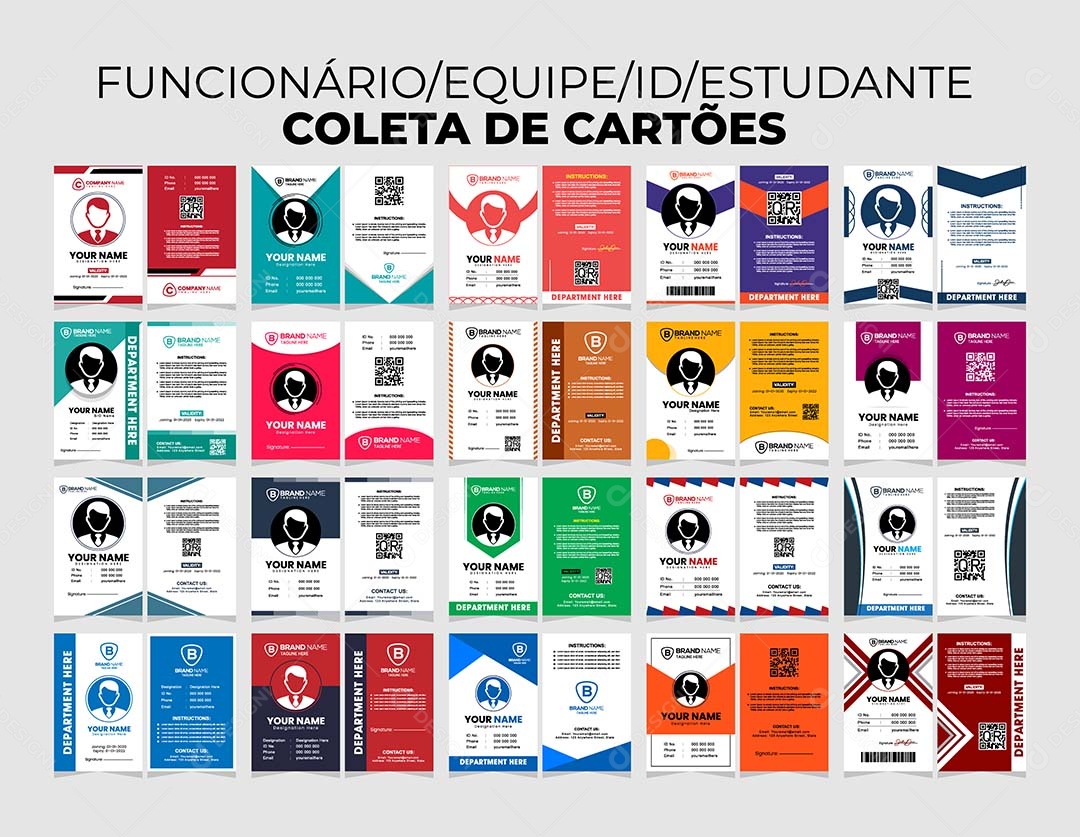 Conjunto de Cartões de Funcionários Vetor EPS Editável