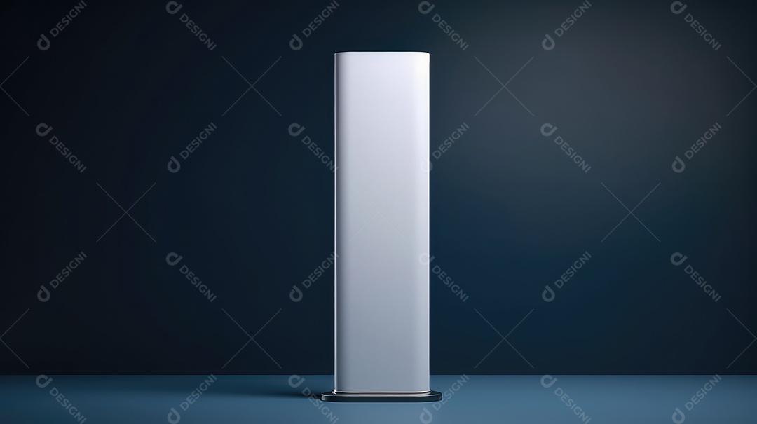 Suporte para banner roll up em branco em sala cinza