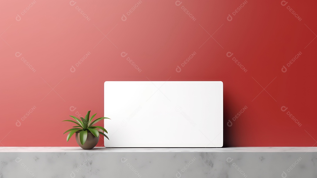 Modelo de cartão de visita em branco sobre fundo vermelho