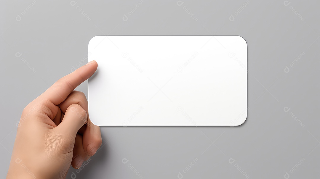 Mão segurando um modelo de cartão de visita branco