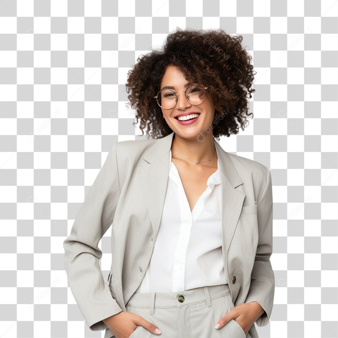 Mulher Feliz Comemorando o Dia Internacional da Mulher PNG Transparente