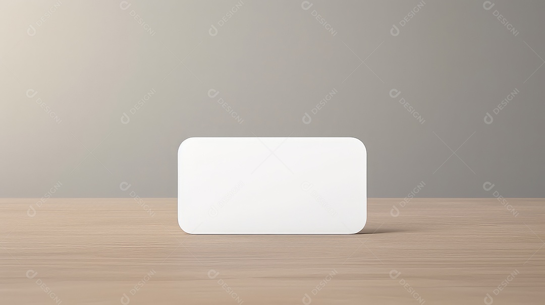 Cartão de visita branco em branco sobre uma mesa de madeira