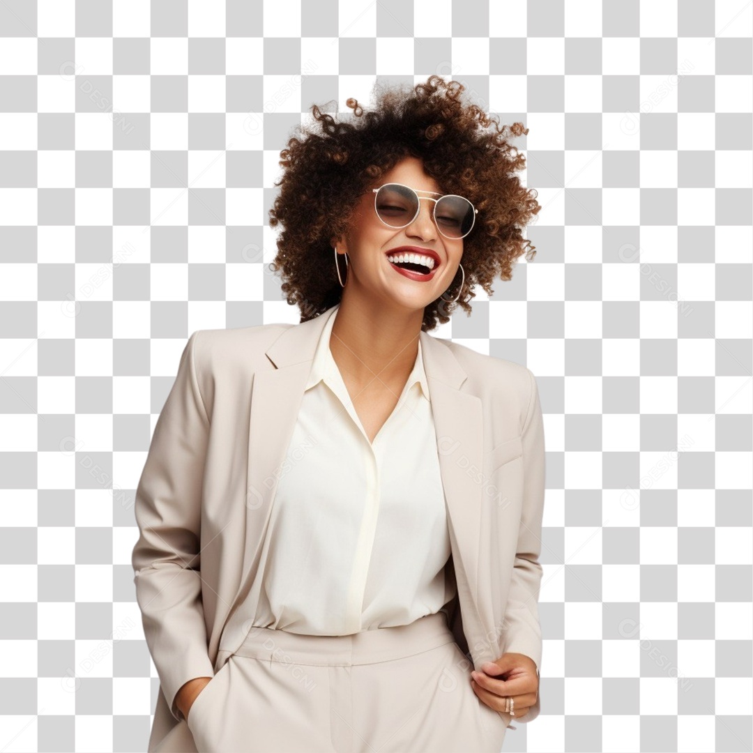 Mulher Feliz Comemorando o Dia Internacional da Mulher PNG Transparente