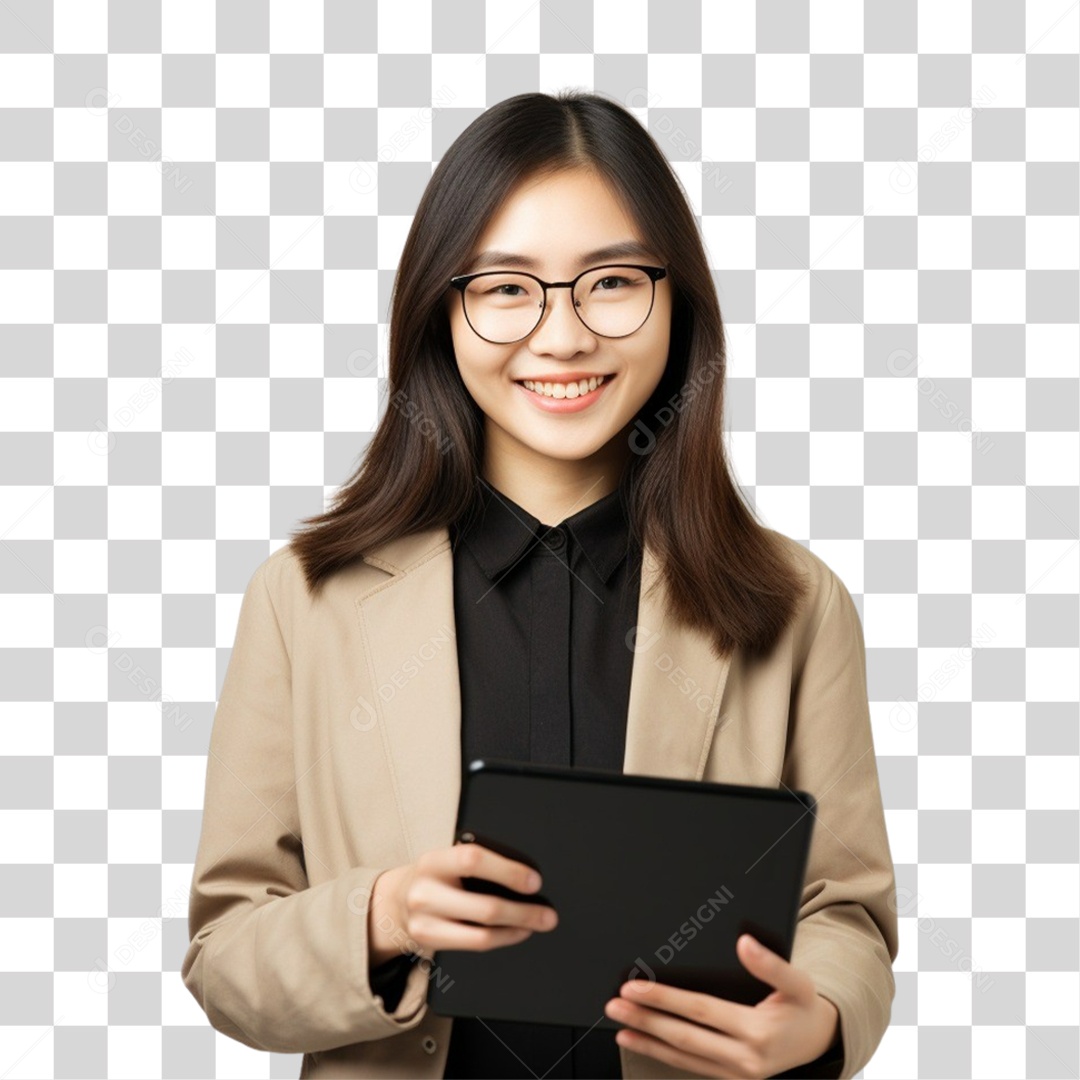 Mulher Feliz Comemorando o Dia Internacional da Mulher PNG Transparente