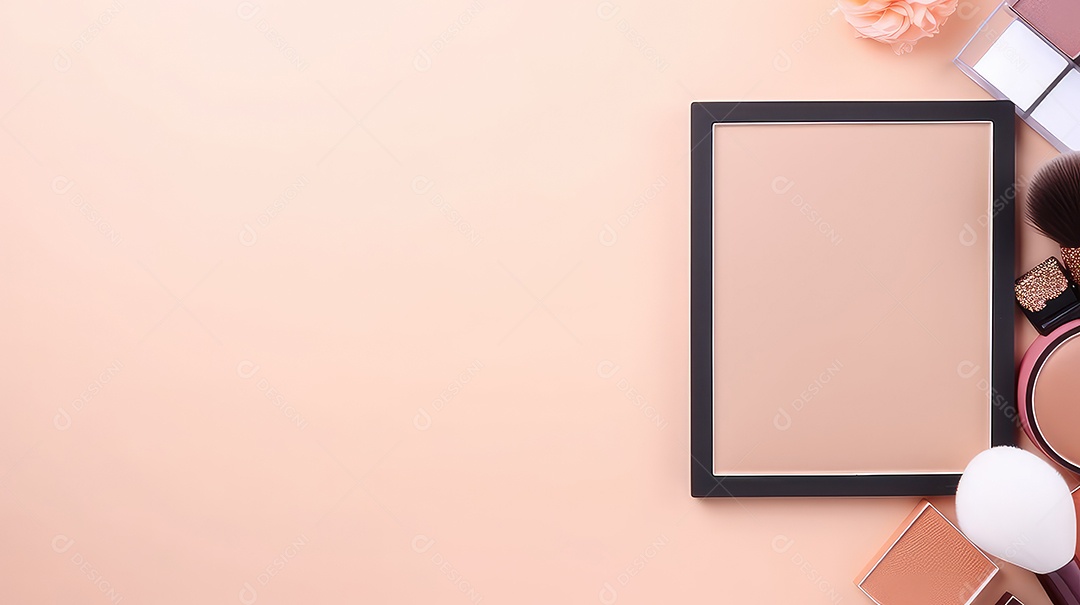 Coleção de produtos de maquiagem e cosméticos de beleza