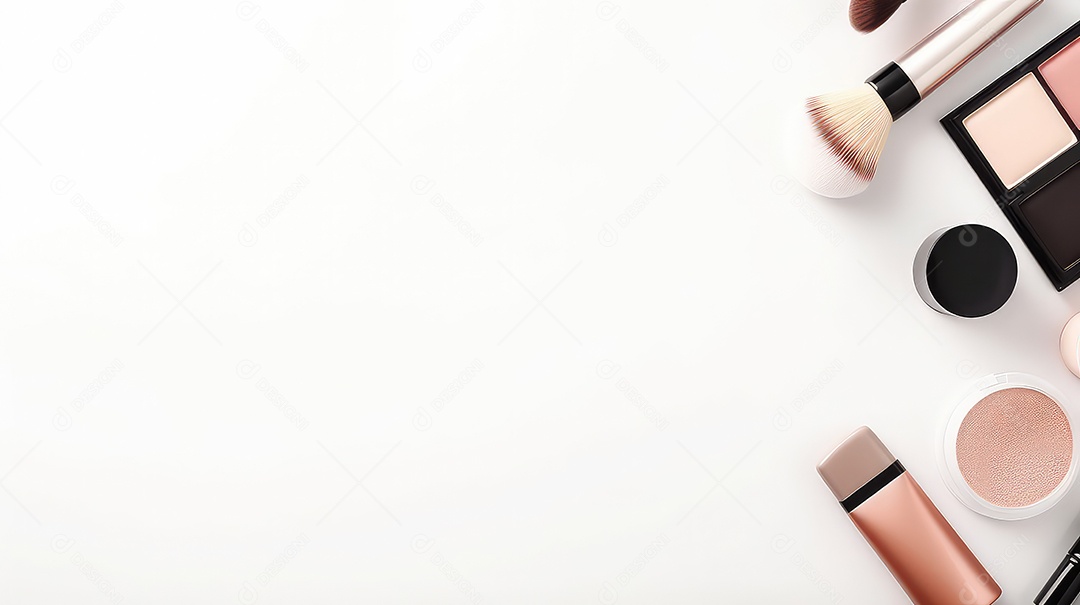 Coleção de produtos de maquiagem e cosméticos de beleza