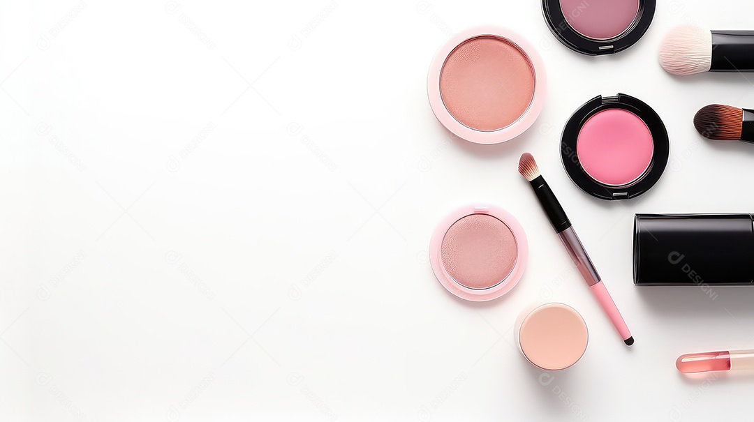 Coleção de produtos de maquiagem e cosméticos de beleza