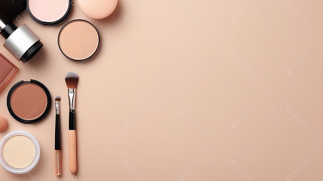 Coleção de produtos de maquiagem e cosméticos de beleza