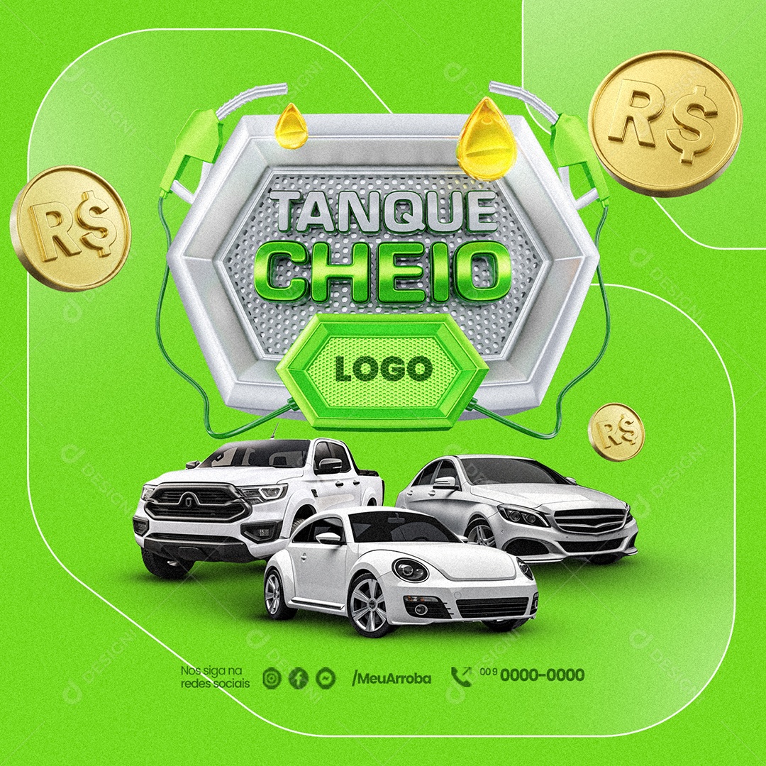 Posto de Gasolina Tanque Cheio Social Media PSD Editável