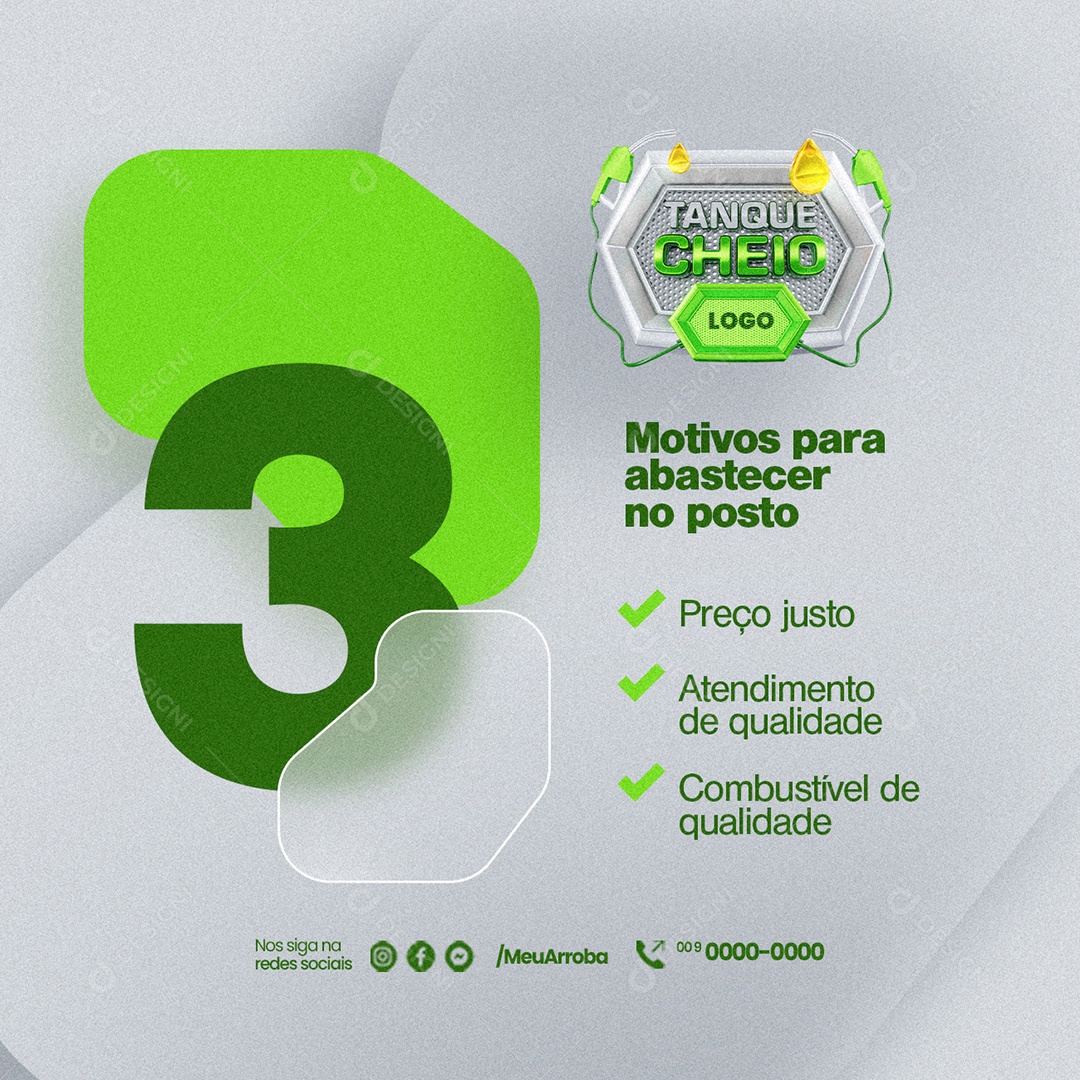 Posto de Gasolina Tanque Cheio Motivos para abastecer no posto Social Media PSD Editável