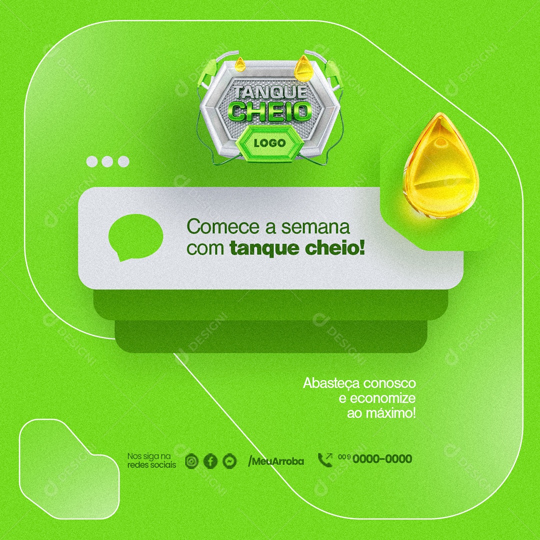 Posto de Gasolina Tanque Cheio Comece a semana com tanque cheio Social Media PSD Editável