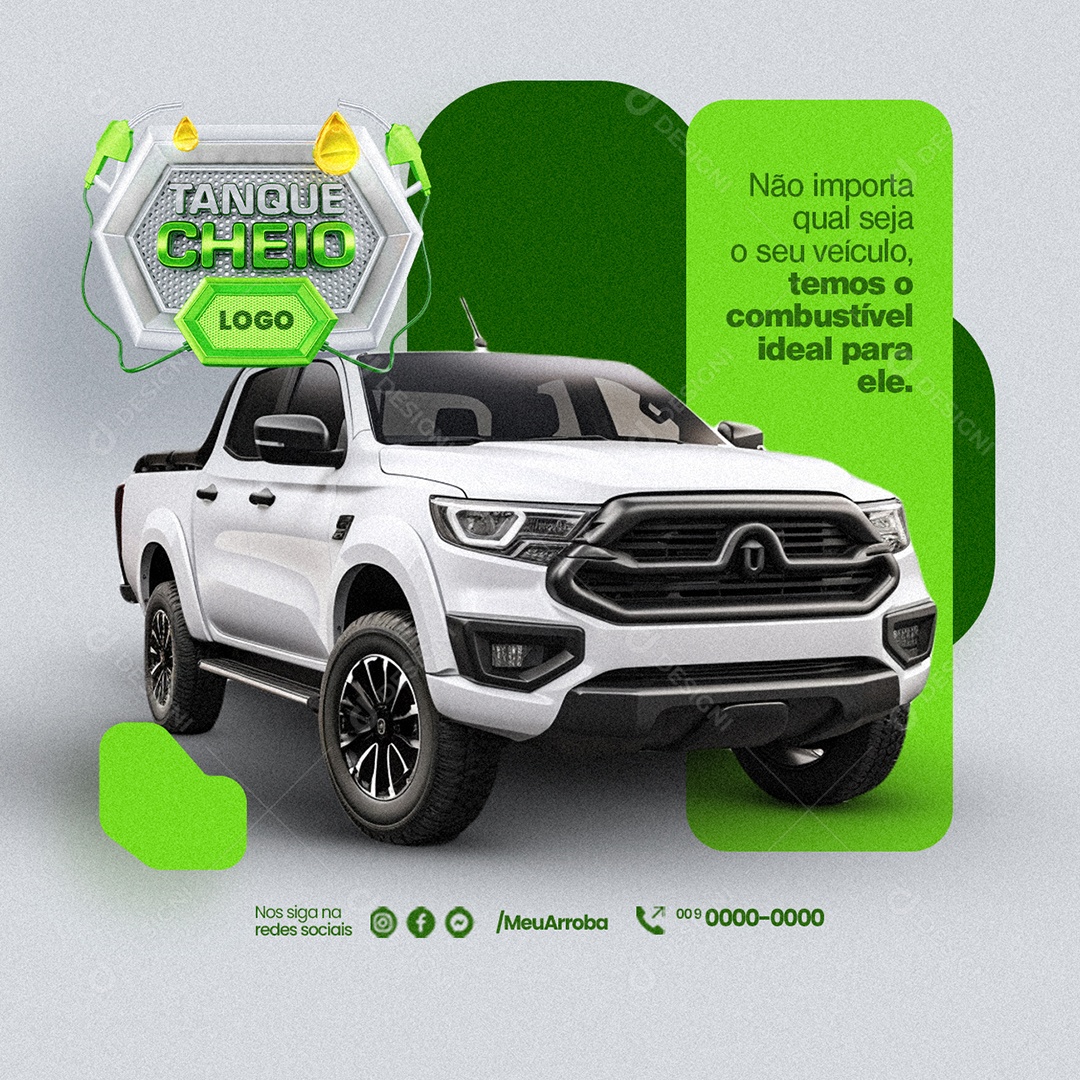 Posto de Gasolina Tanque Cheio temos o combustível ideal para ele Social Media PSD Editável