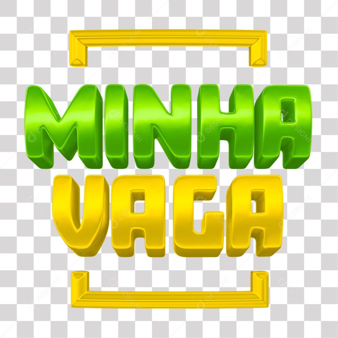 Minha Vaga Selo 3D Verde e Amarelo para Composição PNG Transparente