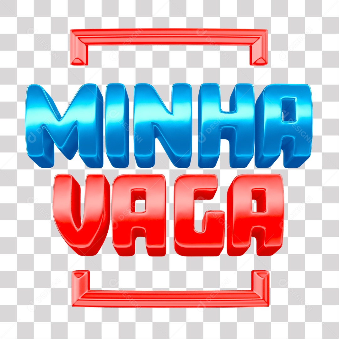 Minha Vaga Selo 3D Azul e Vermelho para Composição PNG Transparente