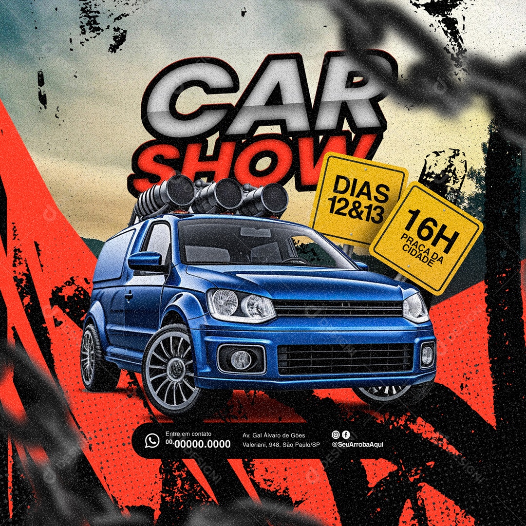 Som Automotivo Car Show Dias 12 e 13 Social Media PSD Editável