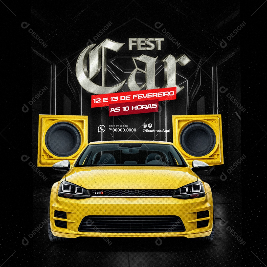 Som Automotivo Fest Car Social Media PSD Editável