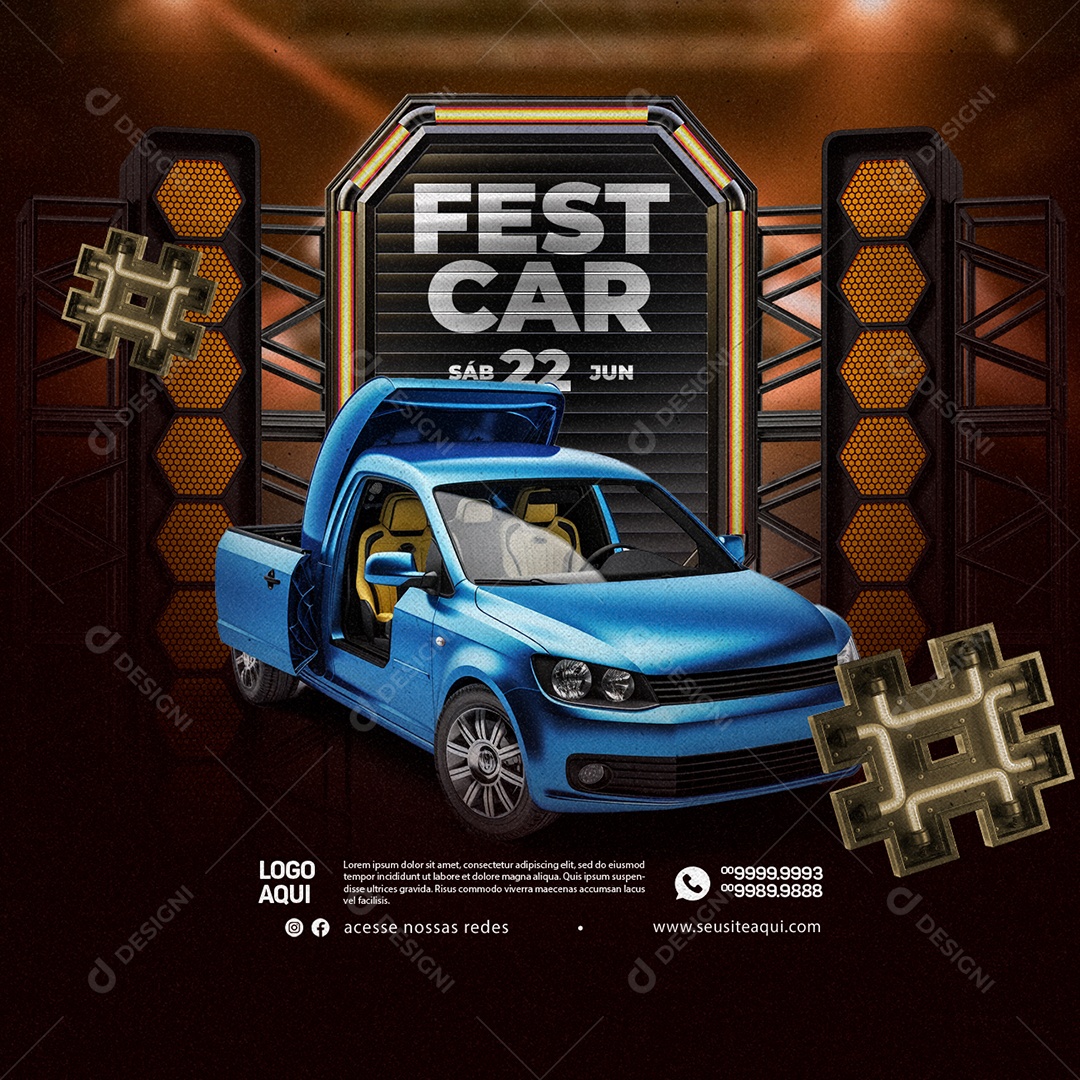 Som Automotivo Fest Car Sábado Social Media PSD Editável