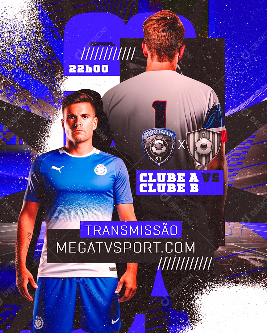 Jogo Clube A vs Clube B Transmissão Mega Tv Sport Social Media PSD Editável