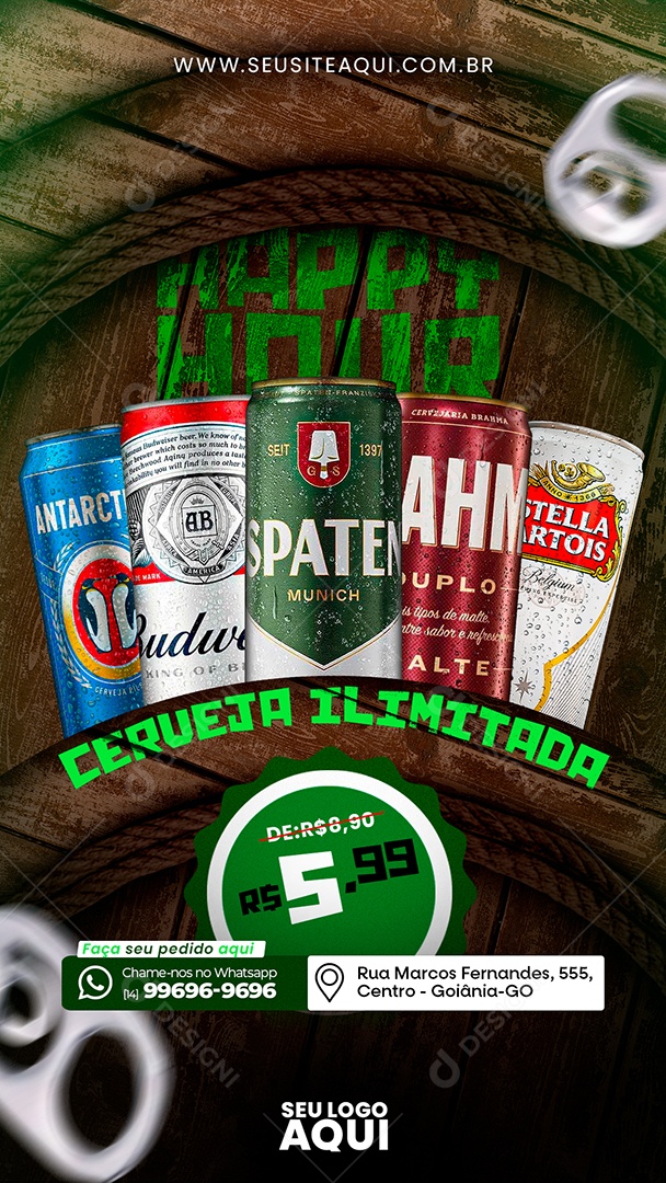 Story Cerveja Ilimitada de 6,90 por 5,99 Social Media PSD Editável