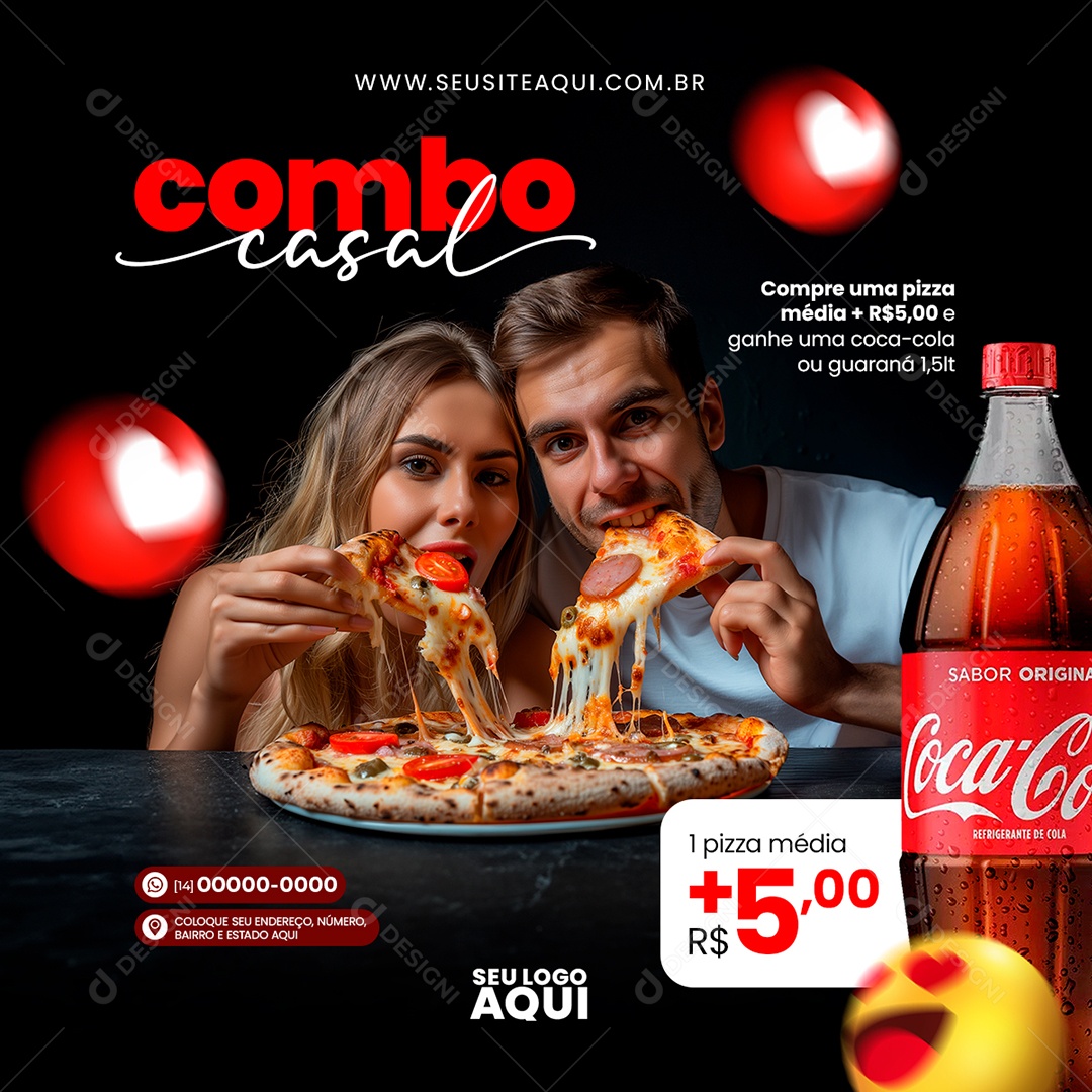 Feed Combo Couple Buy a Pizza Social Media PSD Editable