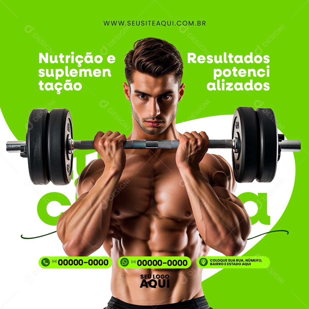 Feed Nutricionista Nutrição e Suplementação Resultados Potencializados Social Media PSD Editável