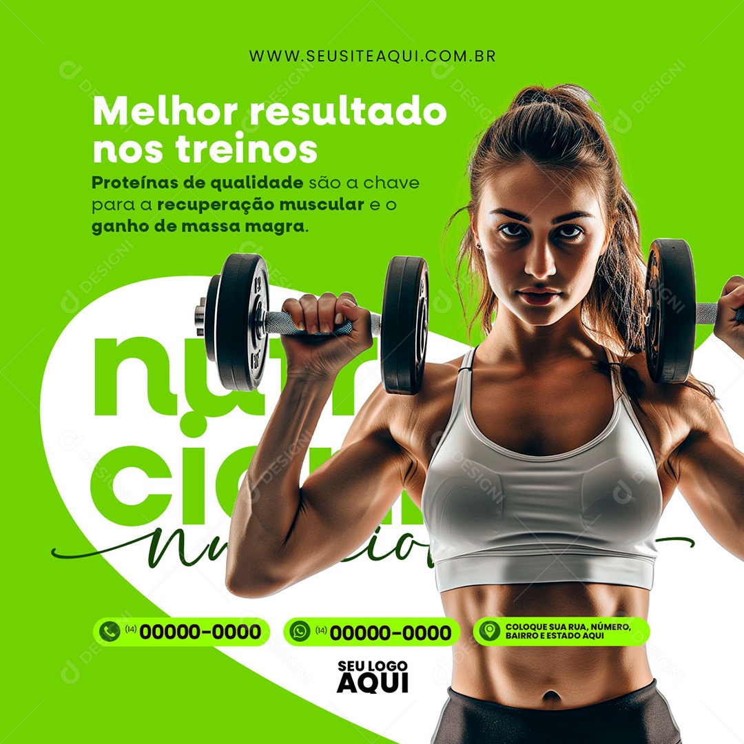 Feed Nutricionista Melhor Resultado nos Treinos Social Media PSD Editável