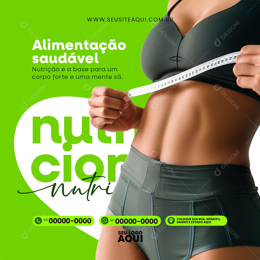 Feed Nutricionista Alimentação Saudável é a Base para um Corpo Forte Social Media PSD Editável