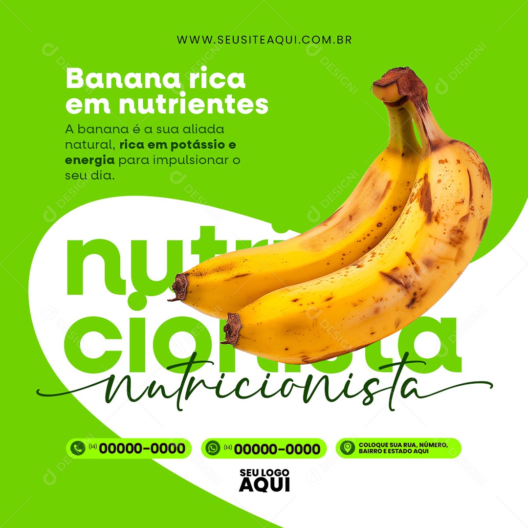 Feed Nutricionista Banana Rica em Nutrientes é sua Aliada Natural Social Media PSD Editável