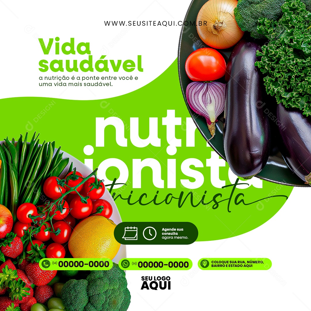 Feed Nutricionista Vida Sadável Social Media PSD Editável