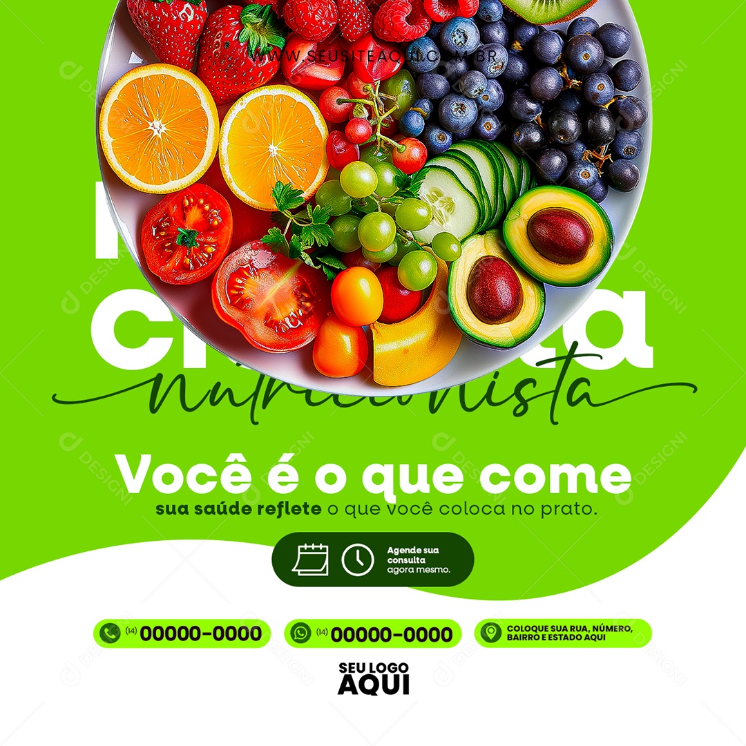 Feed Nutricionista Você é o que Come sua Saúde Reflete Social Media PSD Editável