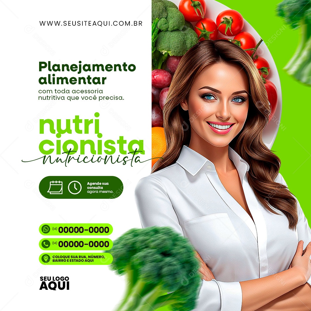 Feed Nutricionista Planejamento Alimentar como toda Acessoria Nutrutiva Social Media PSD Editável