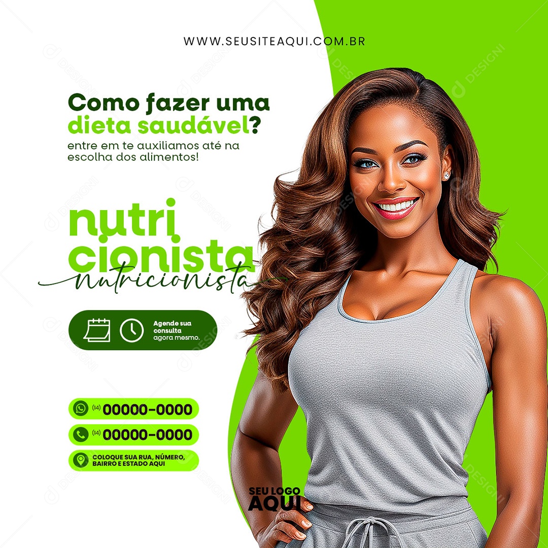Feed Nutricionista como Fazer uma Dieta Saudável Social Media PSD Editável