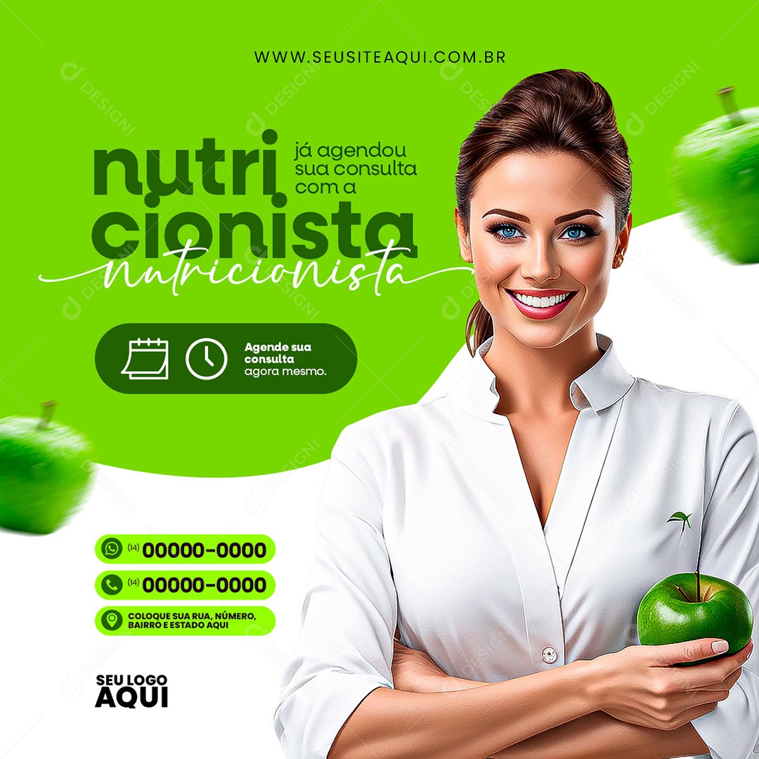 Feed Nutricionista já Agendou sua Consulta Social Media PSD Editável