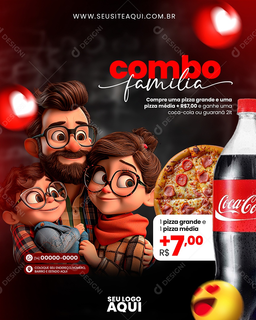 Combo Casal Compre uma Pizza Média Social Media PSD Editável