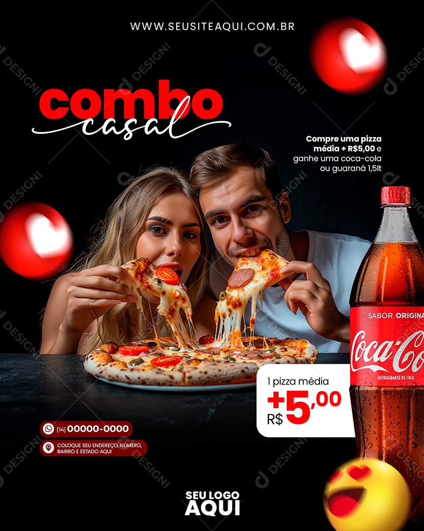 Combo Casal Compre uma Pizza Média Social Media PSD Editável
