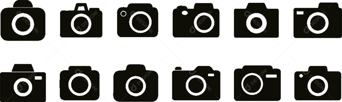 Conjunto de Ícones de Câmera Ilustração Vetor EPS