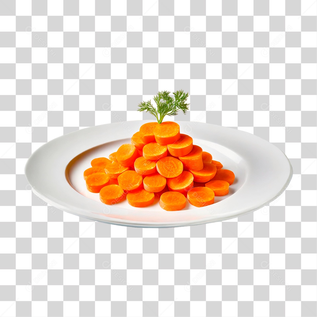 Prato com Fatias de Cenouras PNG Transparente