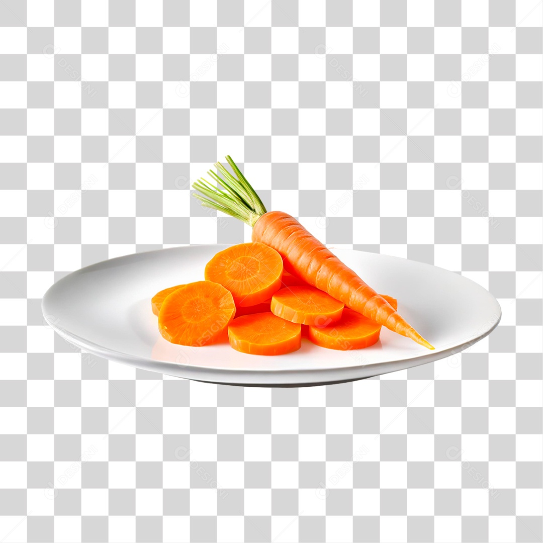 Prato com Fatias de Cenouras PNG Transparente